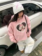 EMPTY REFERENCE Lace Heart Puppy Print Hoodie