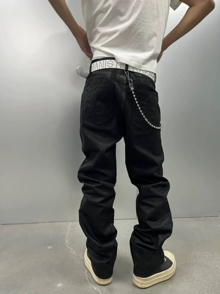 KARMANISTIC Waxed Black Jeans