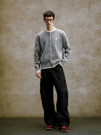 YADcrew Cable Knit Crew Neck Cardigan