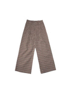 LIBERAFIT Wool Tweed Grid Pattern Pleated Baggy Trousers