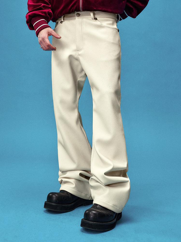 YADcrew Leather Rivet Flare Pants