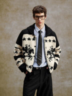 YADcrew Star Horse Angel Jacquard Knit Cowichan Cardigan