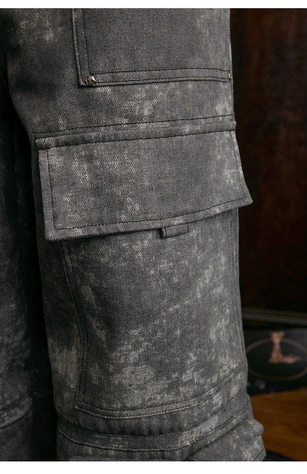Small Town Kid Dirty Dye Multi Pocket Work Cargo Pants