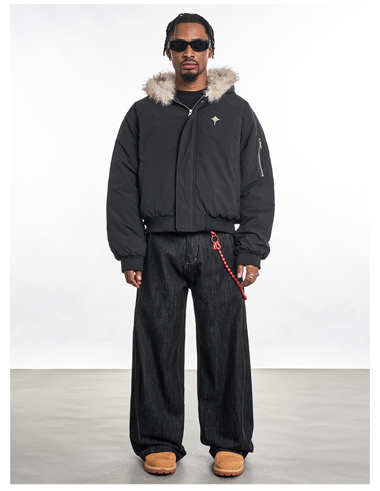 F3F Select Fur Lining Hoodie MA-1 Bomber Flight Jacket