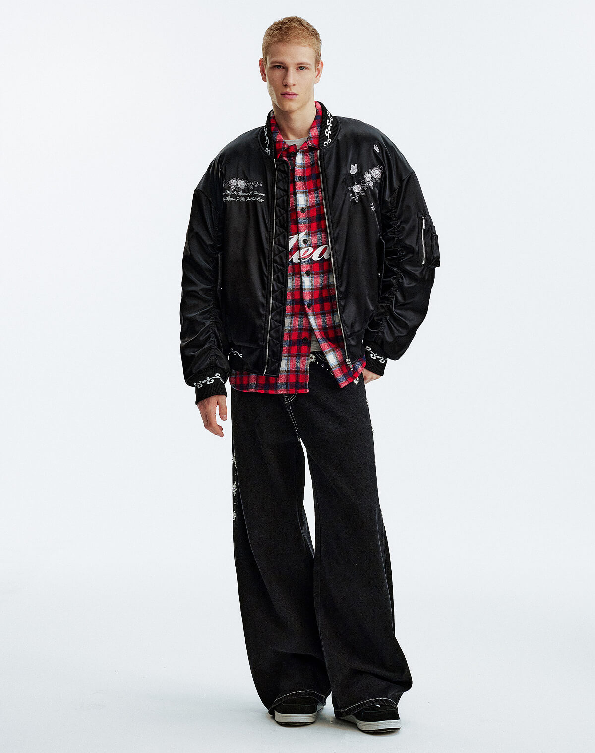 MEDM Rose Embroidered Gemstone MA-1 Bomber Jacket