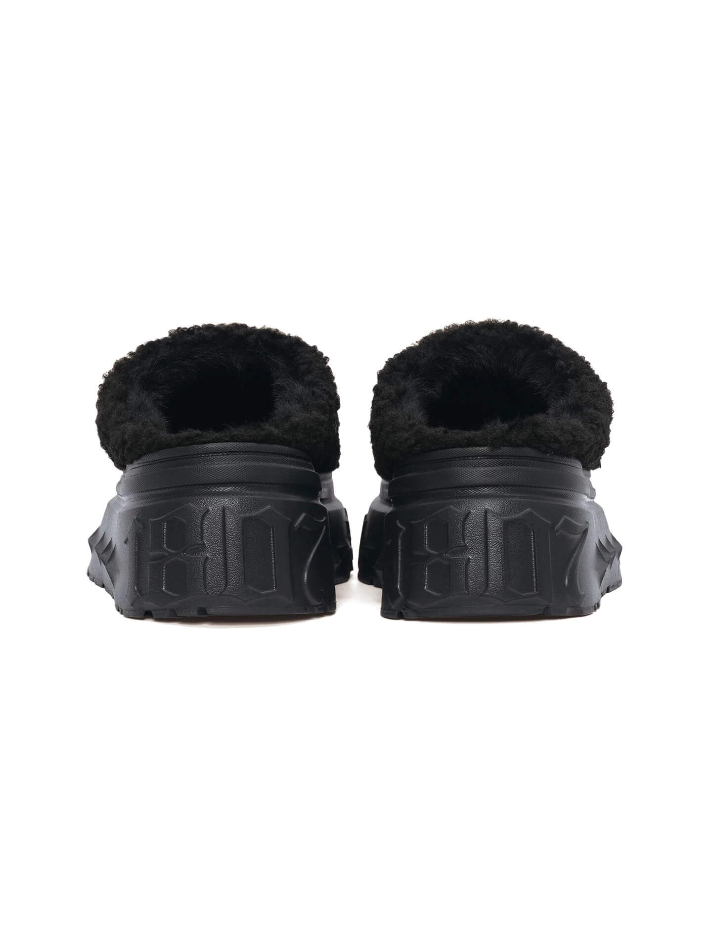 1807 INF-010 Gothic Black Teddy Chunky Platform Clogs
