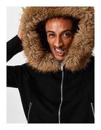 KARMANISTIC Fur Collar Hooded Jacket