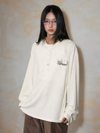 MEDM Flower Button Henley Long Sleeve Tee
