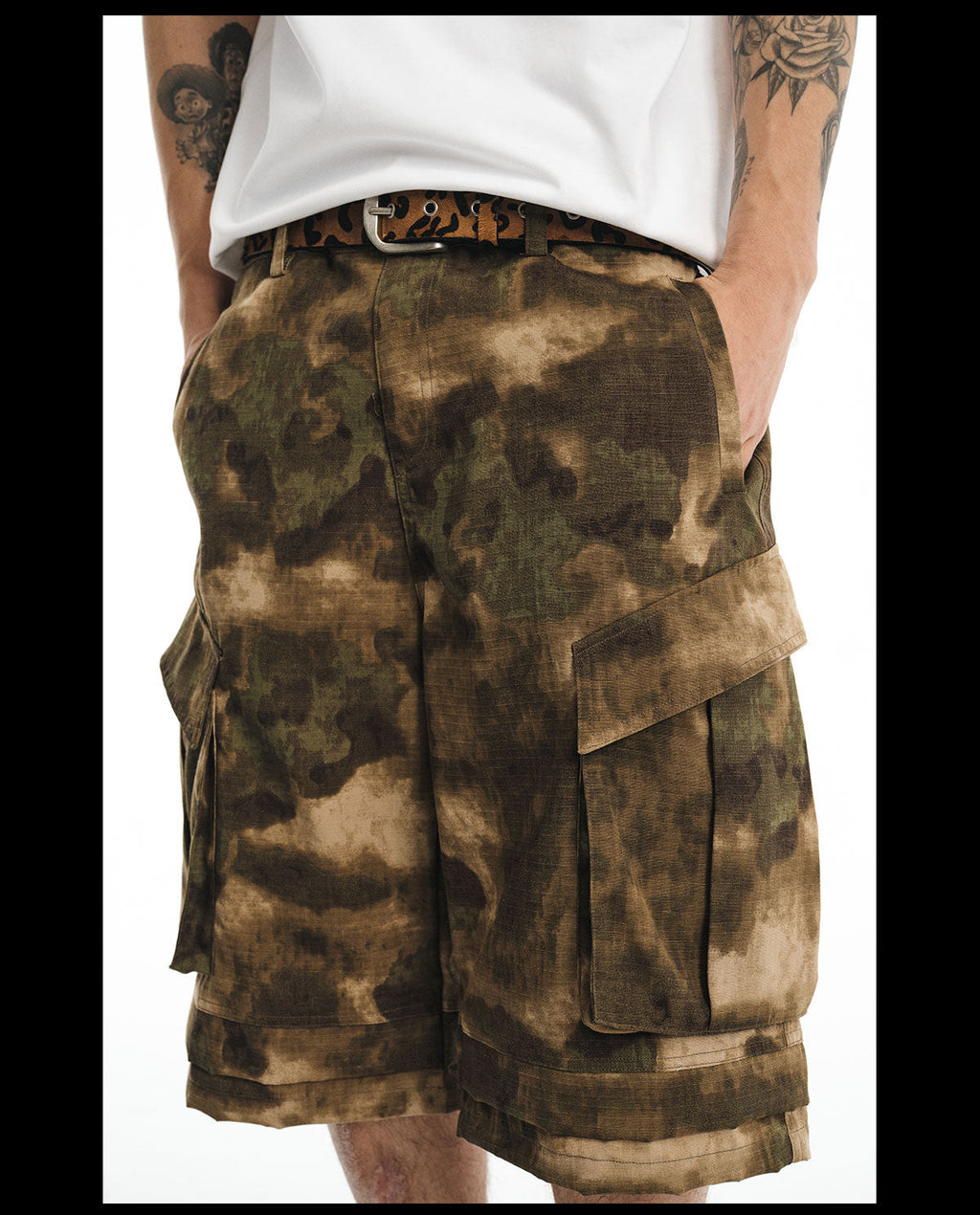 NOVACAM Camouflage Multi-Pocket Baggy Cargo Shorts