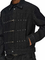 ANTIDOTE Turquoise Studded Pleated Buckle Denim Jacket