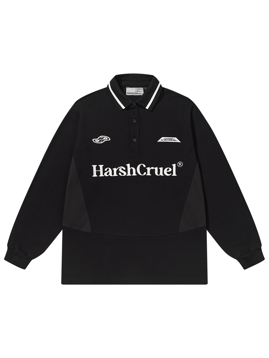 Harsh and Cruel Patchwork Embroidery Long Sleeve POLO
