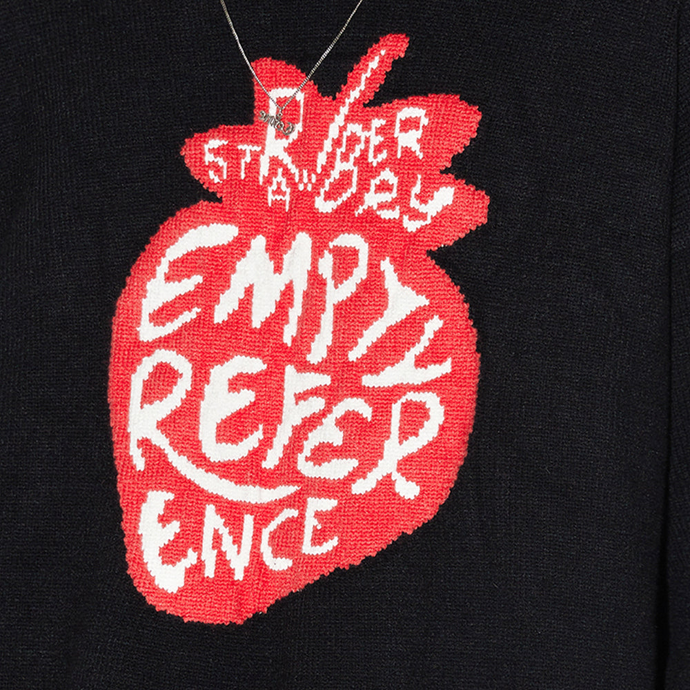 EMPTY REFERENCE I Love Strawberry Jacquard Knit Sweater