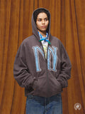 MHARF Gray Vintage Print Zip-Up Hoodie