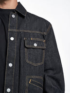 F3F Select Orange Stitching Black Denim Jacket
