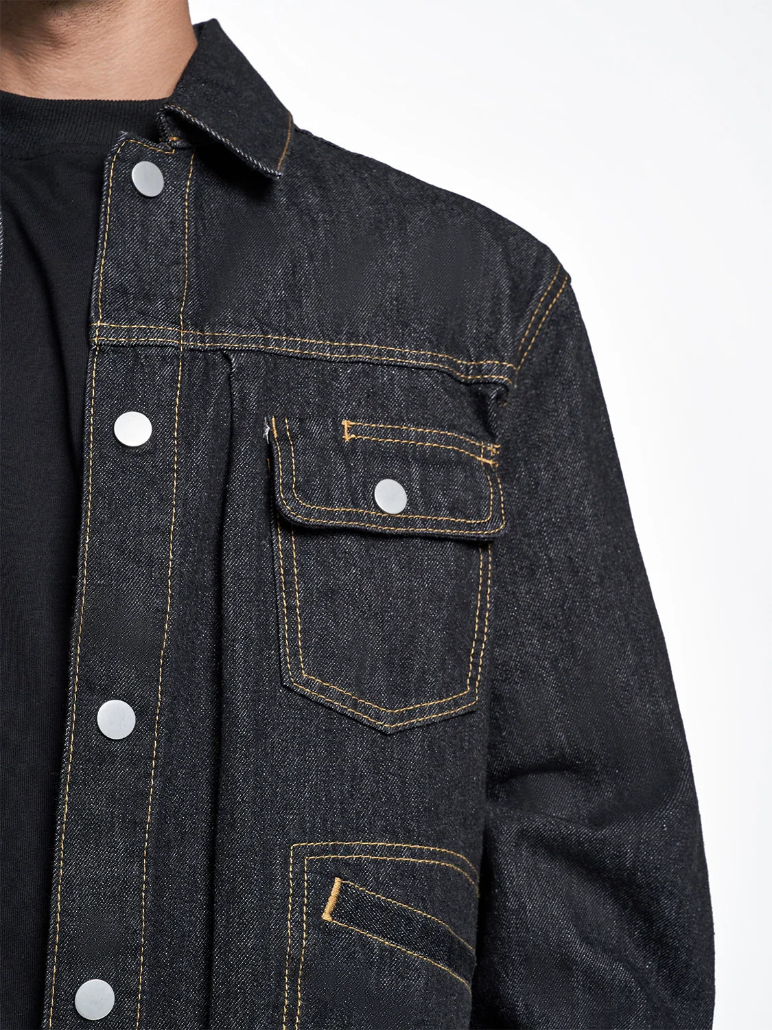 F3F Select Orange Stitching Black Denim Jacket