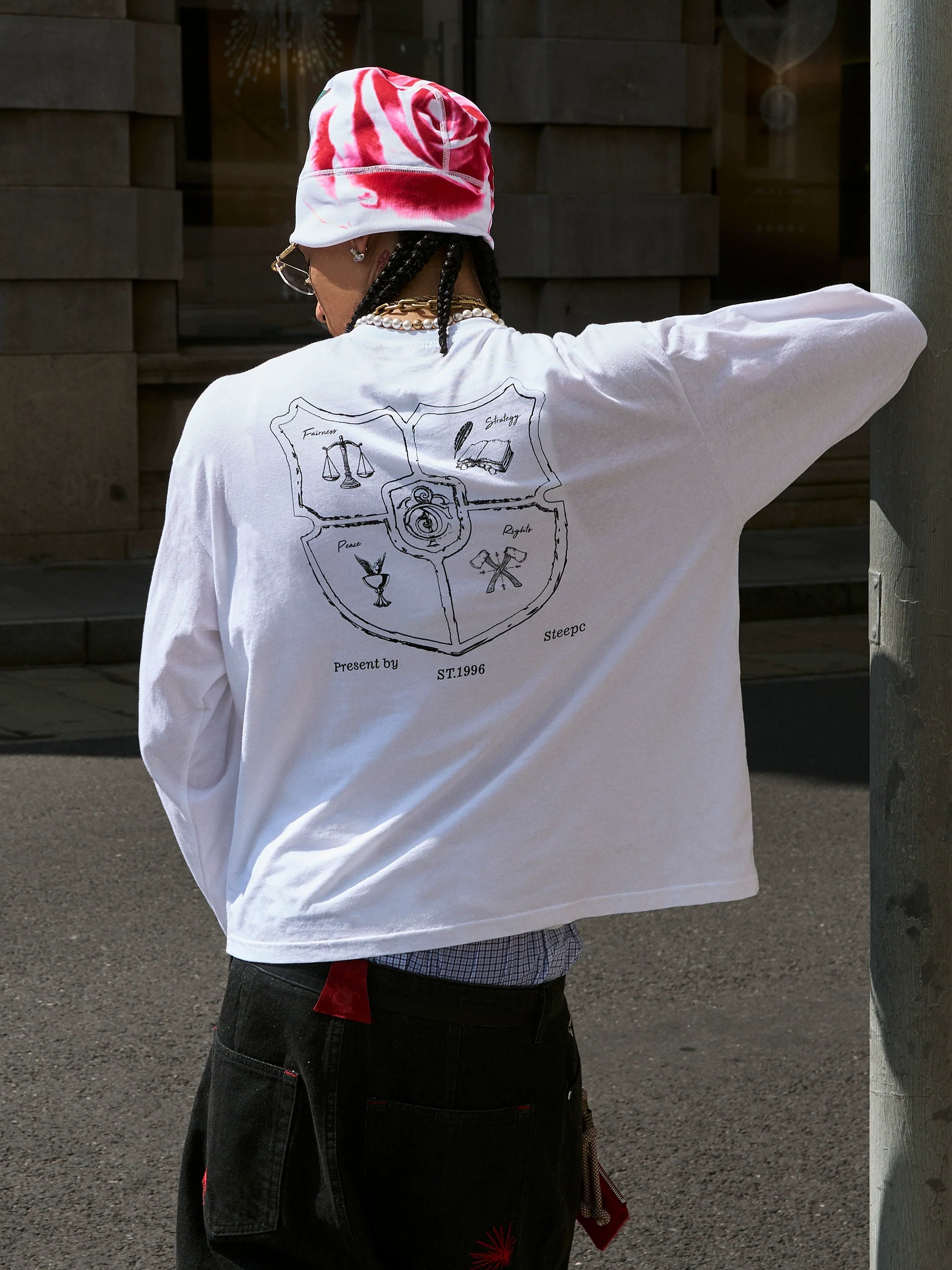 STEEPC Structured Print Double Breasted Long Sleeve Tee