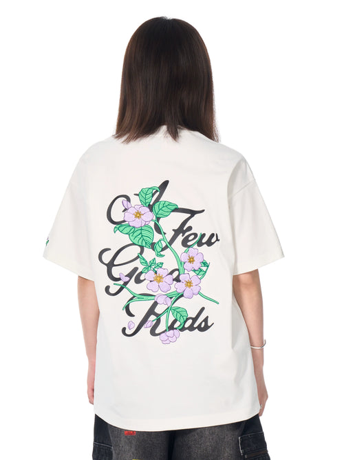 AFGK Flower Embroidered Logo Print Tee