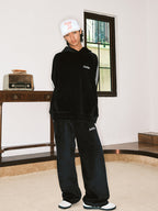 JUST VIBE Side Stripe Velvet Hoodie