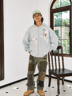 JUST VIBE Lace Peace Dove Zip Up Hoodie