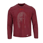 TGFCLUB Rhinestone Portrait Heavy Washed Distressed Long Sleeve Tee
