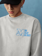 MEDM Logo Label Embroidered Suede Sweatshirt