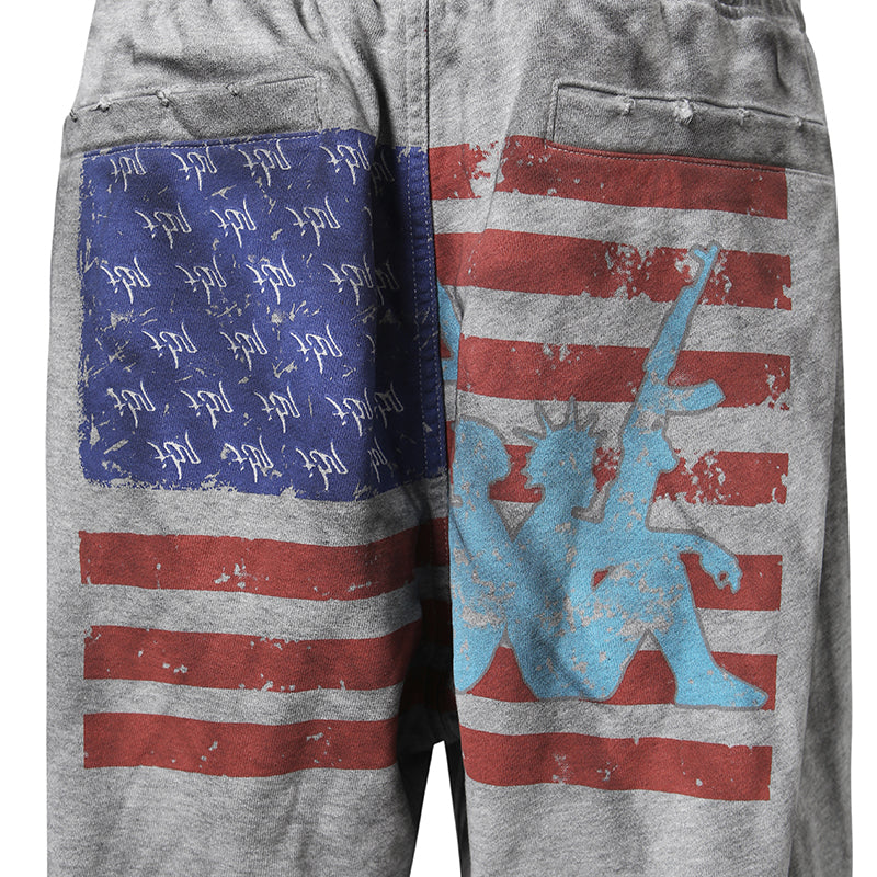 KARMANISTIC Distressed Flag Print Jogger Sweatpants