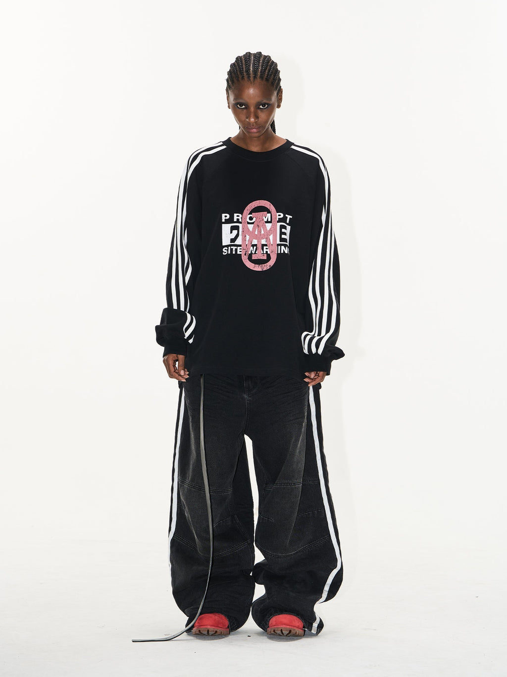 BLIND NO PLAN Sports Contrast Stitching Print Sweatshirt
