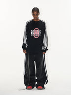 BLIND NO PLAN Sports Contrast Stitching Print Sweatshirt