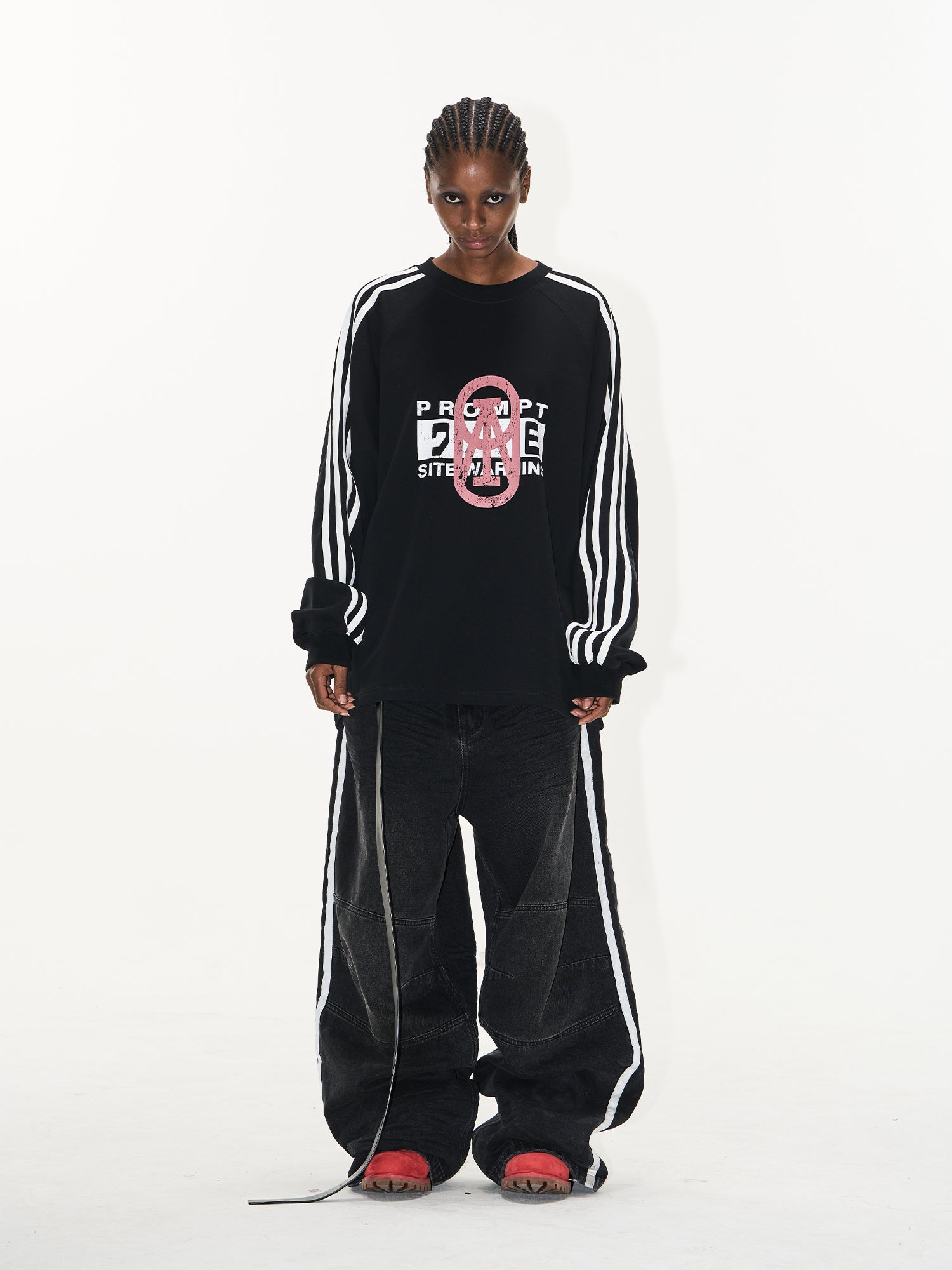 BLIND NO PLAN Sports Contrast Stitching Print Sweatshirt