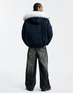 MEDM Detachable Fur Metal Snaps Down Jacket