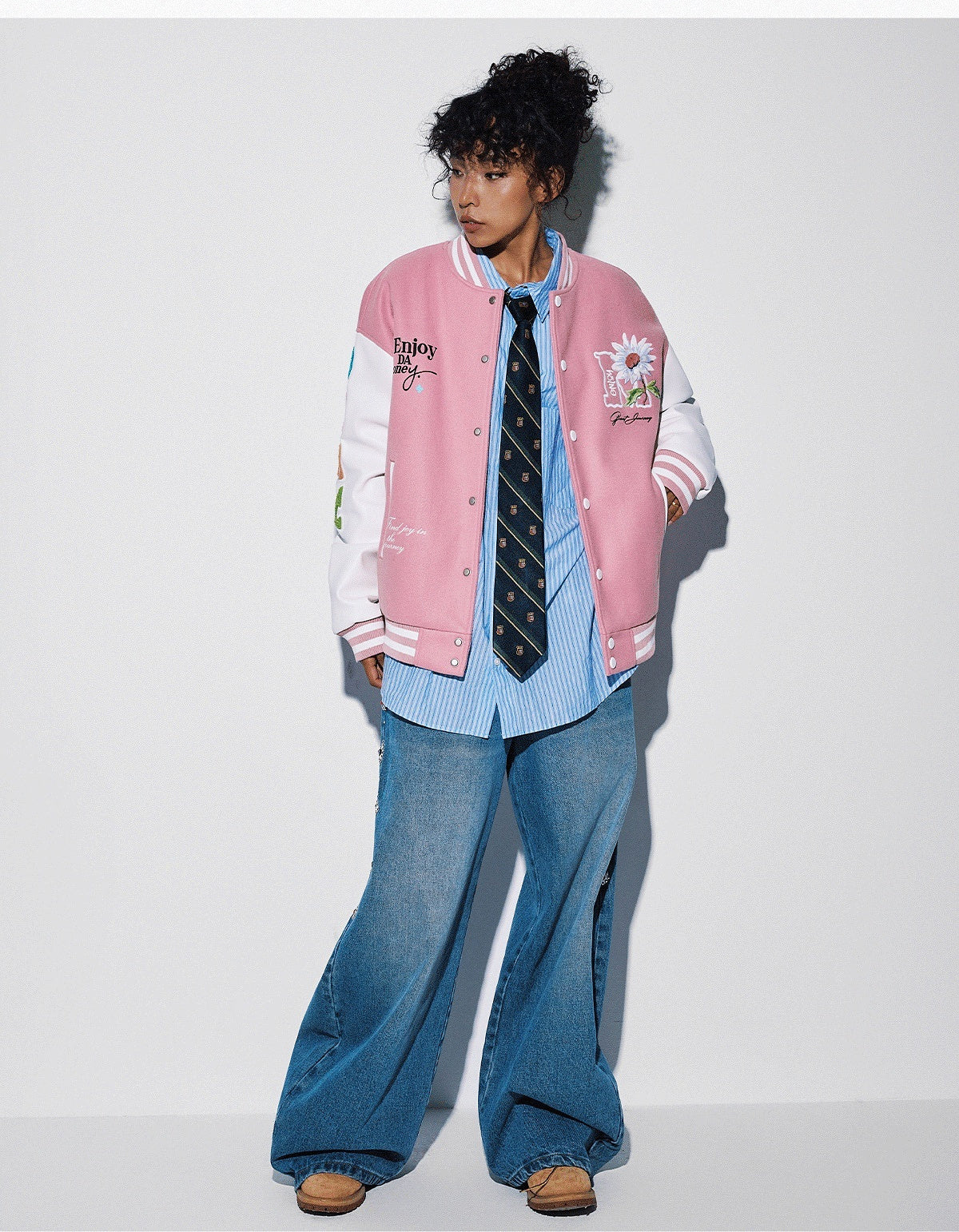 MEDM Daisy Floral Varsity Jacket