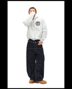 NOVACAM Vintage Monogram Print Zip Up Hoodie