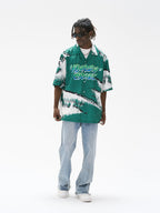 Harsh and Cruel Brush Print Graffiti Font Cuban Shirt