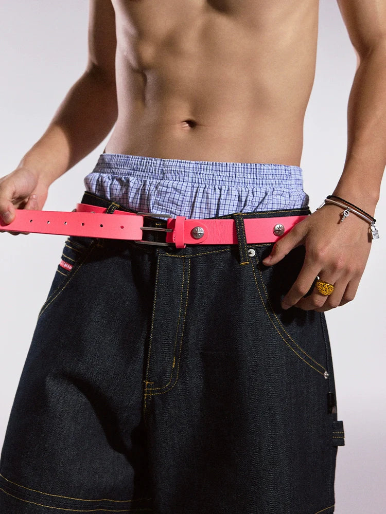 Remedy Neon Metal Studded Leather Belt