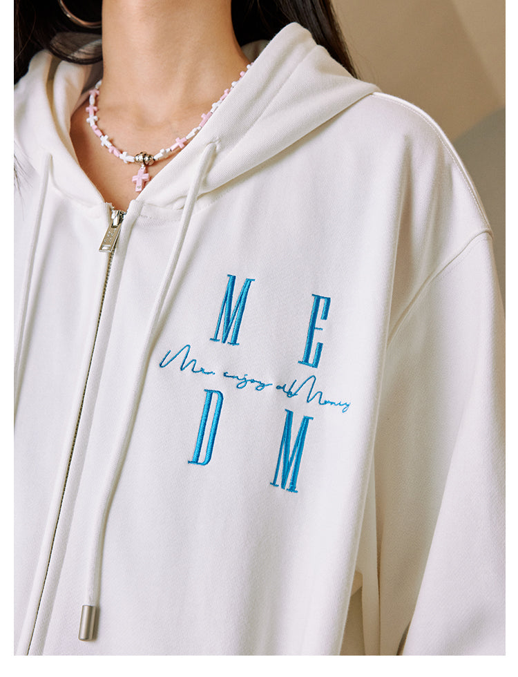 MEDM Basic Logo Embroidery Zip Up Hoodie