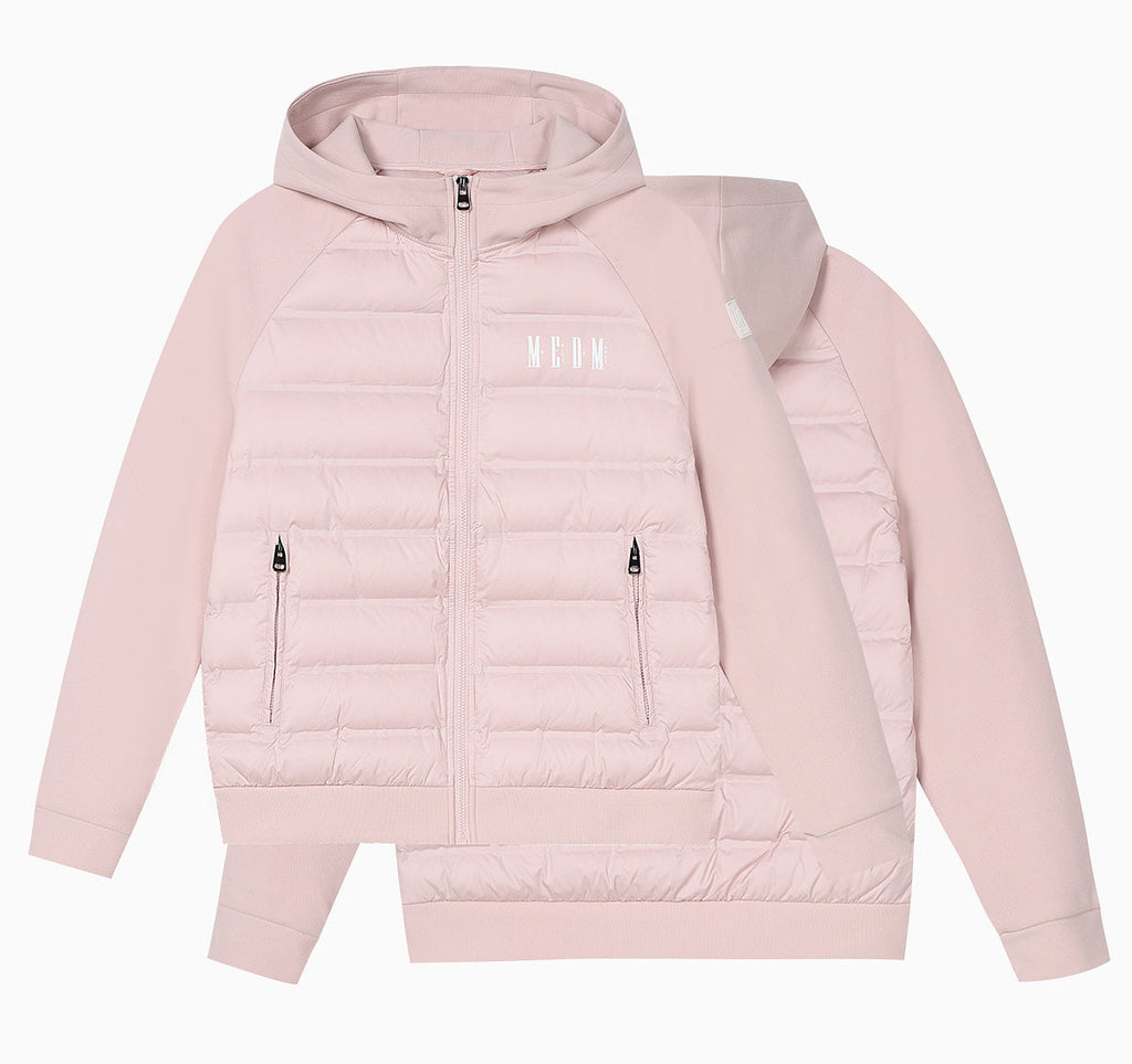 MEDM Patchwork Raglan Sleeve Lightweight Hooded Down Jacket