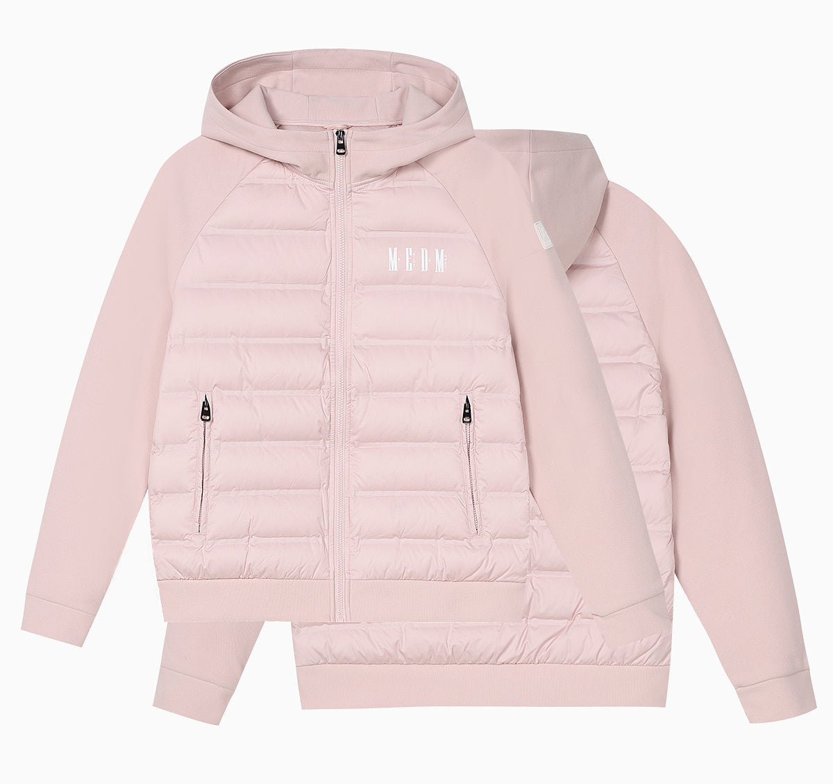 MEDM Patchwork Raglan Sleeve Lightweight Hooded Down Jacket
