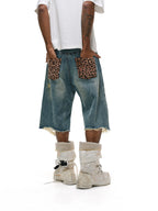 ANTIDOTE Leopard Patchwork Denim Shorts