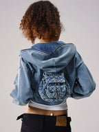 Remedy Backpack Design Washed Denim Short Jacket