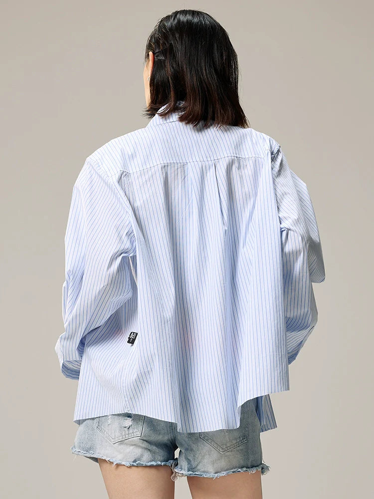 Remedy Letter Print Striped Long Sleeve Shirt