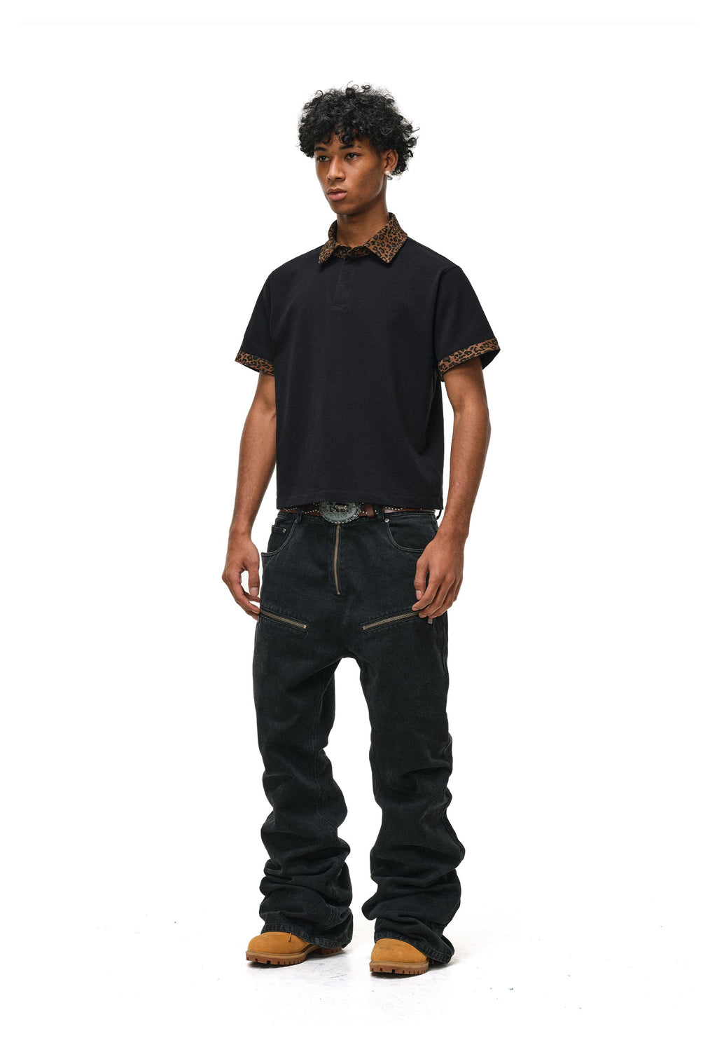 ANTIDOTE Studded Punk Zipper Flared Jeans