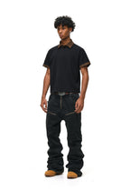 ANTIDOTE Studded Punk Zipper Flared Jeans