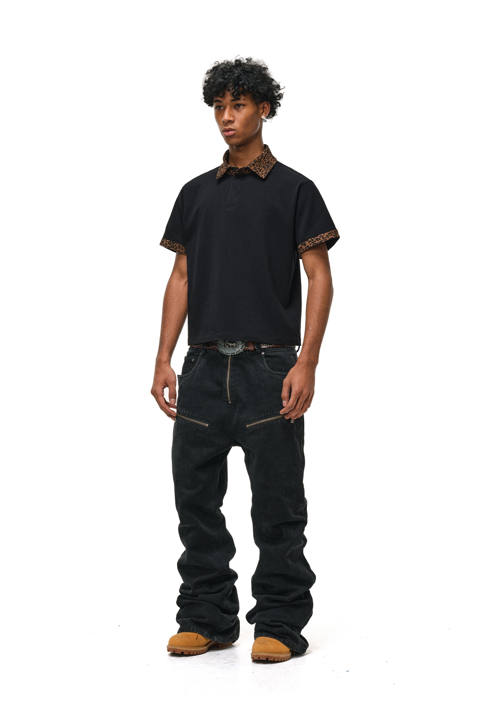 ANTIDOTE Studded Punk Zipper Flared Jeans
