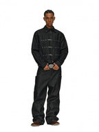 ANTIDOTE Turquoise Studded Pleated Buckle Denim Jacket