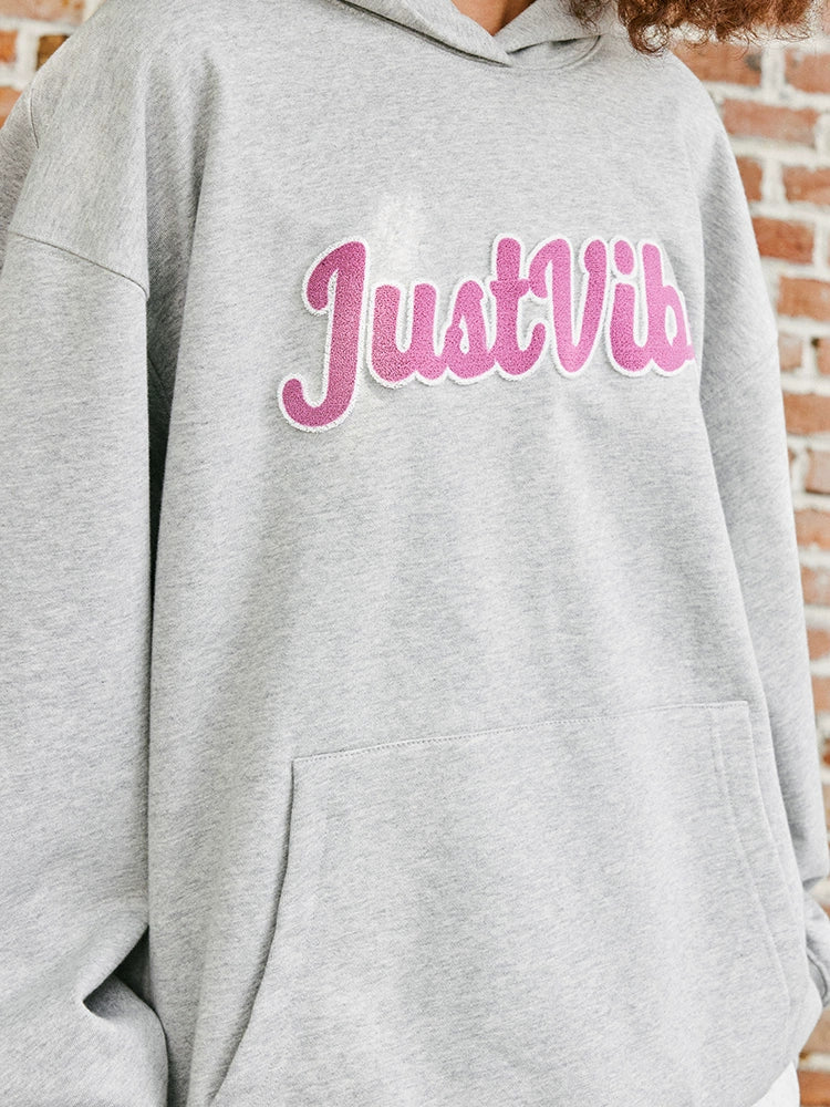 JUST VIBE Terry Embroidered Logo Hoodie