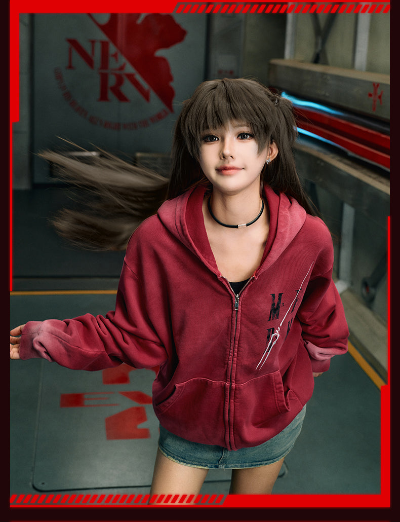 MEDM x EVA Evangelion Washed Zip-Up Hoodie