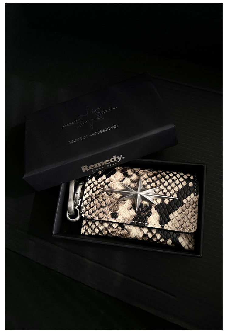 Remedy Metal Studded Keychain Coin Card Leather Wallet
