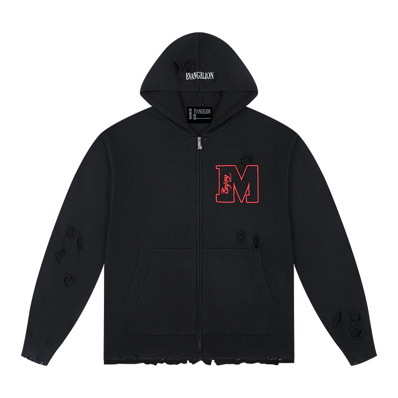 MEDM x EVA Lilith Stripe Zip-Up Knit Hoodie