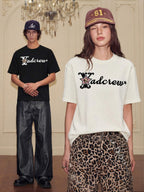 YADcrew Leopard Star 3D Logo Embroidered Tee