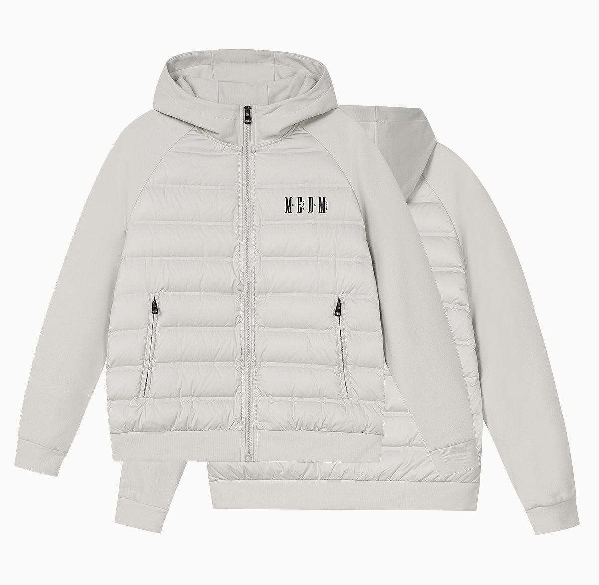 MEDM Patchwork Raglan Sleeve Lightweight Hooded Down Jacket